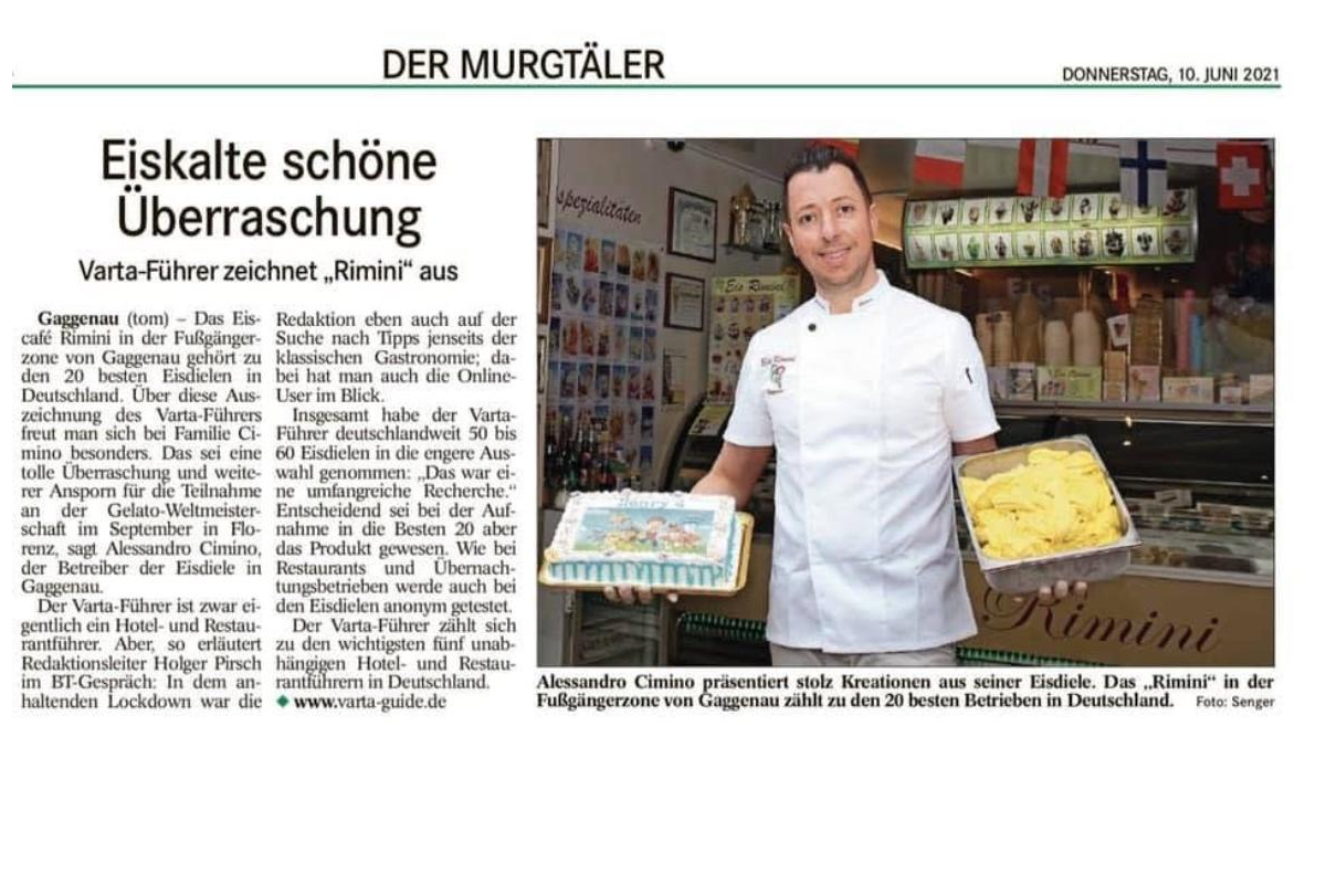 Eis Rimini Gaggenau - Auszeichnungen